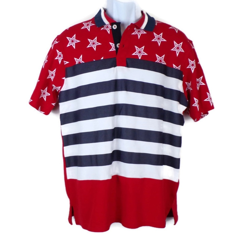 Stars and Stripes Mens Polo Shirt Size M M1685